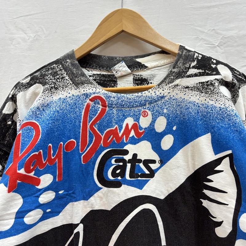 レイバン Ray-Ban Tシャツ 半袖 90年代 ビンテージ RAY BAN CATS 手刷り 総柄 プリント Tシャツ 90s VINTAGE one 総柄 メンズ USED 古着 中古 50157766