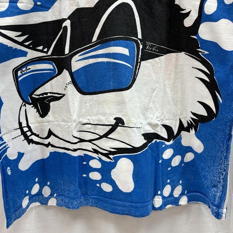 レイバン Ray-Ban Tシャツ 半袖 90年代 ビンテージ RAY BAN CATS 手刷り 総柄 プリント Tシャツ 90s VINTAGE one 総柄 メンズ USED 古着 中古 50157766