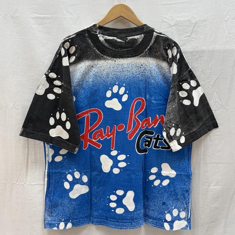 レイバン Ray-Ban Tシャツ 半袖 90年代 ビンテージ RAY BAN CATS 手刷り 総柄 プリント Tシャツ 90s VINTAGE one 総柄 メンズ USED 古着 中古 50157766