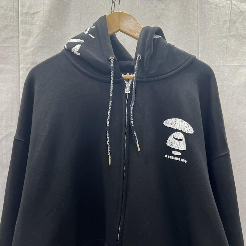 エーエイプバイアベイシングエイプ AAPE BY A BATHING APE パーカー 長袖 ロゴ プリント フルジップ スウェット パーカー XXL 黒 / ブラック / black メンズ USED 古着 中古 50157773