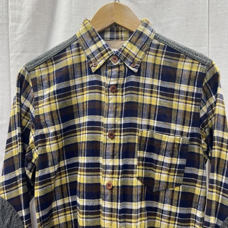 アイジュンヤワタナベマンコムデギャルソン eye JUNYAWATANABE MAN COMME des GARCONS シャツ、ブラウス 長袖 ヨーク切替 チェック ネルシャツ AD2014 XS 黄 / イエロー / yellow メンズ USED 古着 中古 50157778