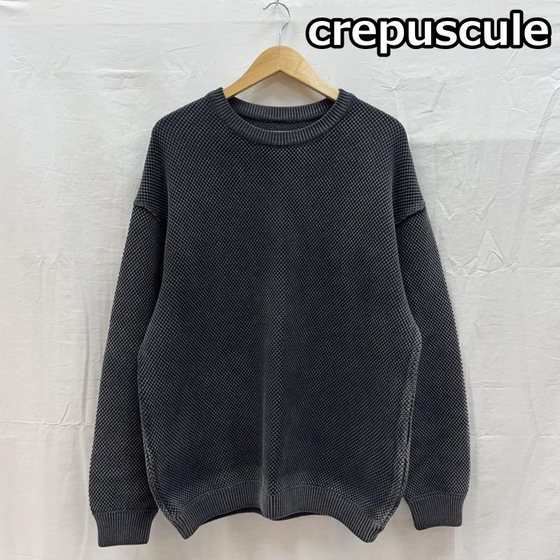 クレプスキュール crepuscule トレーナー 長袖 コットン クルーネック ワッフル サーマル トレーナー 日本製 1803-003 2 メンズ USED 古着 中古 50157784