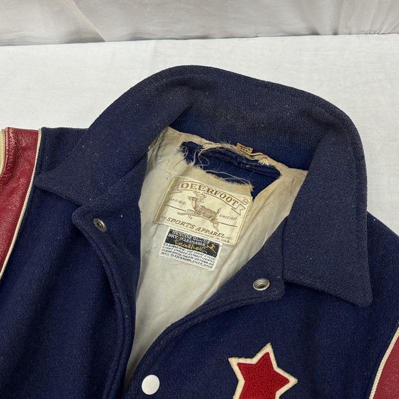 ヴィンテージ VINTAGE ジャケット、上着 ジャンパー、ブルゾン DEERFOOT 60年代 USA製 ウール ロンスタ スタジャン ワッペン ラウンドスリーブ 60s 42 紺 / ネイビー / navy メンズ USED 古着 中古 50157786