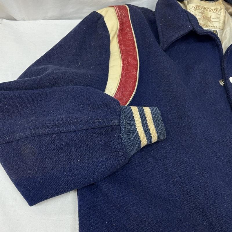 ヴィンテージ VINTAGE ジャケット、上着 ジャンパー、ブルゾン DEERFOOT 60年代 USA製 ウール ロンスタ スタジャン ワッペン ラウンドスリーブ 60s 42 紺 / ネイビー / navy メンズ USED 古着 中古 50157786