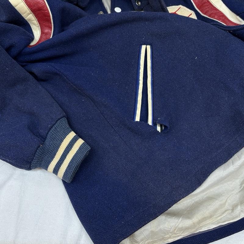 ヴィンテージ VINTAGE ジャケット、上着 ジャンパー、ブルゾン DEERFOOT 60年代 USA製 ウール ロンスタ スタジャン ワッペン ラウンドスリーブ 60s 42 紺 / ネイビー / navy メンズ USED 古着 中古 50157786