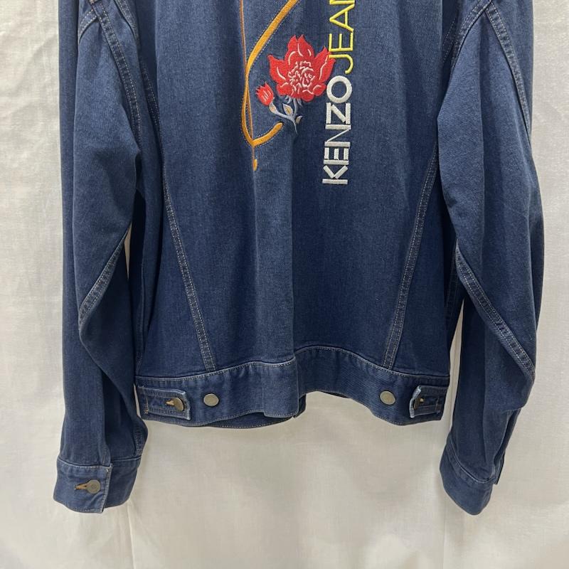 ケンゾージーンズ KENZOJEANS ジャケット、上着 ジャンパー、ブルゾン フラワー刺繍 バックロゴ デニムジャケット ビンテージ 80s 90s 北斎タグ L インディゴ / インディゴ / Indigo メンズ USED 古着 中古 50157801