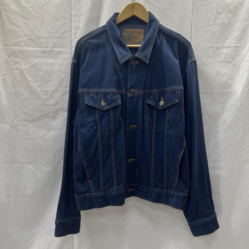 ケンゾージーンズ KENZOJEANS ジャケット、上着 ジャンパー、ブルゾン フラワー刺繍 バックロゴ デニムジャケット ビンテージ 80s 90s 北斎タグ L インディゴ / インディゴ / Indigo メンズ USED 古着 中古 50157801