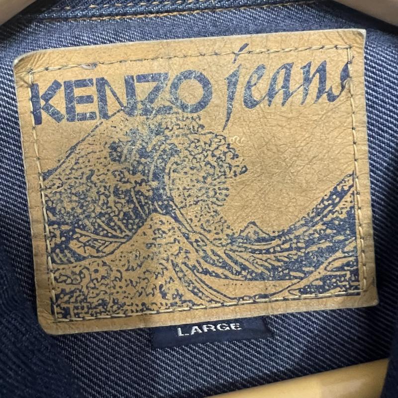 ケンゾージーンズ KENZOJEANS ジャケット、上着 ジャンパー、ブルゾン フラワー刺繍 バックロゴ デニムジャケット ビンテージ 80s 90s 北斎タグ L インディゴ / インディゴ / Indigo メンズ USED 古着 中古 50157801