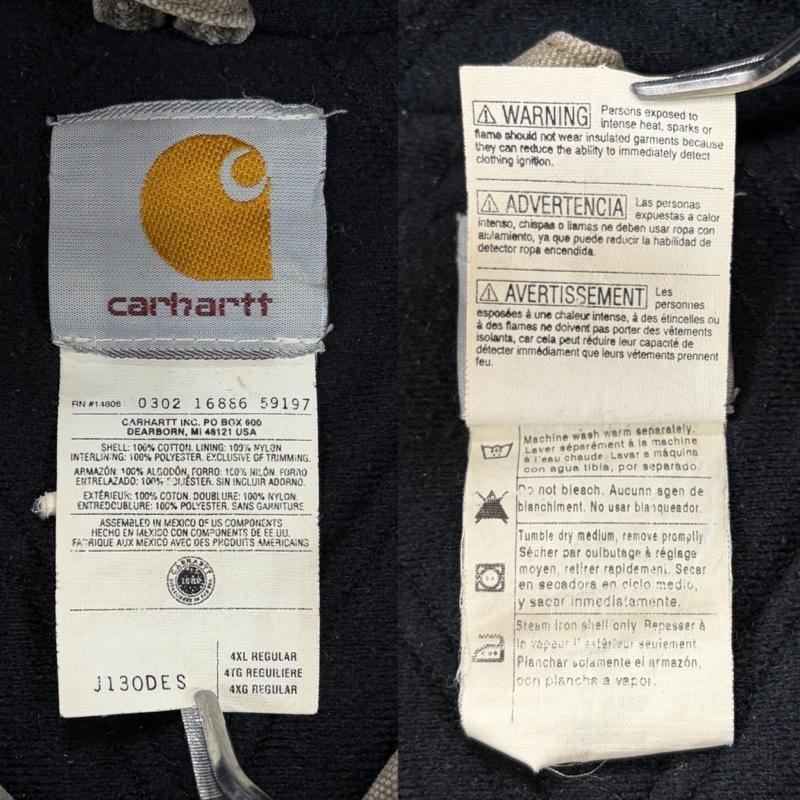 カーハート Carhartt ジャケット、上着 ジャケット、ブレザー ダック アクティブジャケット パーカー メキシコ製 フルジップ フーディー 4XL 4L ロゴ、文字 X 刺繍 メンズ USED 古着 中古 50157807
