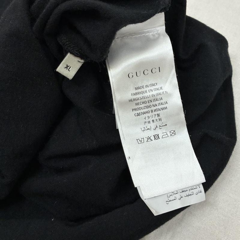 グッチ GUCCI Tシャツ 半袖 アングリー キャット 刺繍 バック プリント ヴィンテージ 加工 Tシャツ 442670 X5U16 XL ロゴ、文字 X 刺繍 X プリント X ダメージ加工 黒 / ブラック / black メンズ USED 古着 中古 50157812