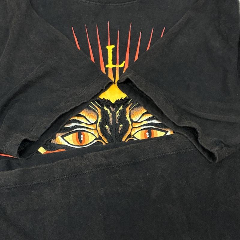 グッチ GUCCI Tシャツ 半袖 アングリー キャット 刺繍 バック プリント ヴィンテージ 加工 Tシャツ 442670 X5U16 XL ロゴ、文字 X 刺繍 X プリント X ダメージ加工 黒 / ブラック / black メンズ USED 古着 中古 50157812