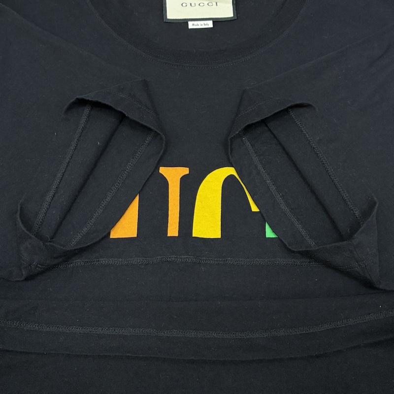 グッチ GUCCI Tシャツ 半袖 フロント ロゴ プリント シティ Tシャツ 493117 X3N77 XL ロゴ、文字 X プリント 黒 / ブラック / black メンズ USED 古着 中古 50157815