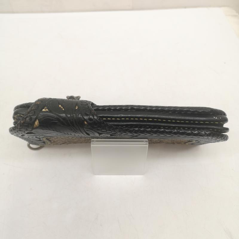 古着 USED 財布 長財布 DIOS BRAS スカル コンチョ 蛇 本革 パイソン レザーウォレット - 黒 / ブラック / black メンズ USED 古着 中古 50157852