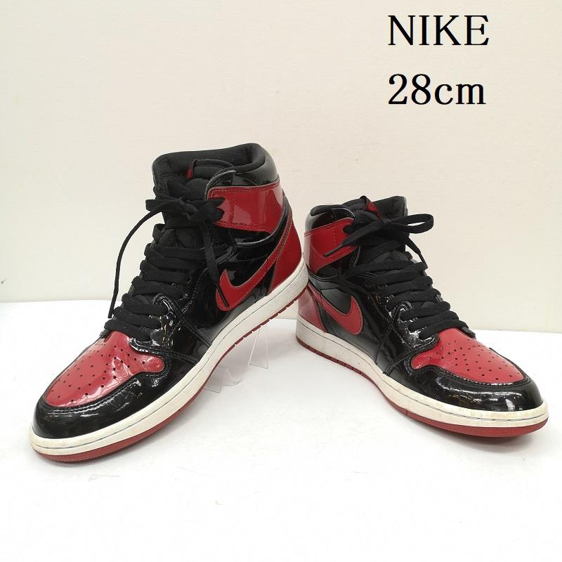 ナイキ NIKE スニーカー スニーカー AIR JORDAN 1 RETRO HIGH OG PATENT BRED 555088-063 28.0cm 黒 / ブラック / black X 赤 / レッド / red メンズ USED 古着 中古 50157860