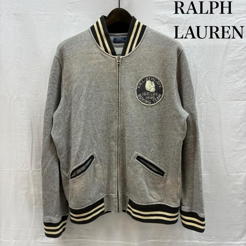 ポロラルフローレン POLO RALPH LAUREN ジャケット、上着 ジャンパー、ブルゾン フリース ヴァーシティ スタジアム ジャケット スタジャン スウェット 裏起毛 ボクシング ヴィンテージ加工 XL ロゴ、文字 X 刺繍 X ダメージ加工 メンズ USED 古着 中古 50157877