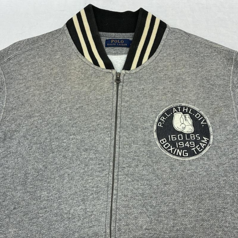 ポロラルフローレン POLO RALPH LAUREN ジャケット、上着 ジャンパー、ブルゾン フリース ヴァーシティ スタジアム ジャケット スタジャン スウェット 裏起毛 ボクシング ヴィンテージ加工 XL ロゴ、文字 X 刺繍 X ダメージ加工 メンズ USED 古着 中古 50157877