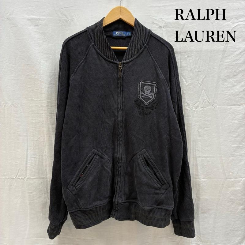 ポロラルフローレン POLO RALPH LAUREN ジャケット、上着 ジャンパー、ブルゾン スカル エンブレム ニット ラグビー ヴァーシティ スタジアム ジャケット スタジャン ジップ ブルゾン L ロゴ、文字 X 刺繍 X ダメージ加工 メンズ USED 古着 中古 50157878