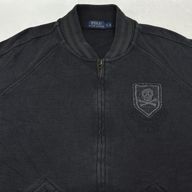 ポロラルフローレン POLO RALPH LAUREN ジャケット、上着 ジャンパー、ブルゾン スカル エンブレム ニット ラグビー ヴァーシティ スタジアム ジャケット スタジャン ジップ ブルゾン L ロゴ、文字 X 刺繍 X ダメージ加工 メンズ USED 古着 中古 50157879