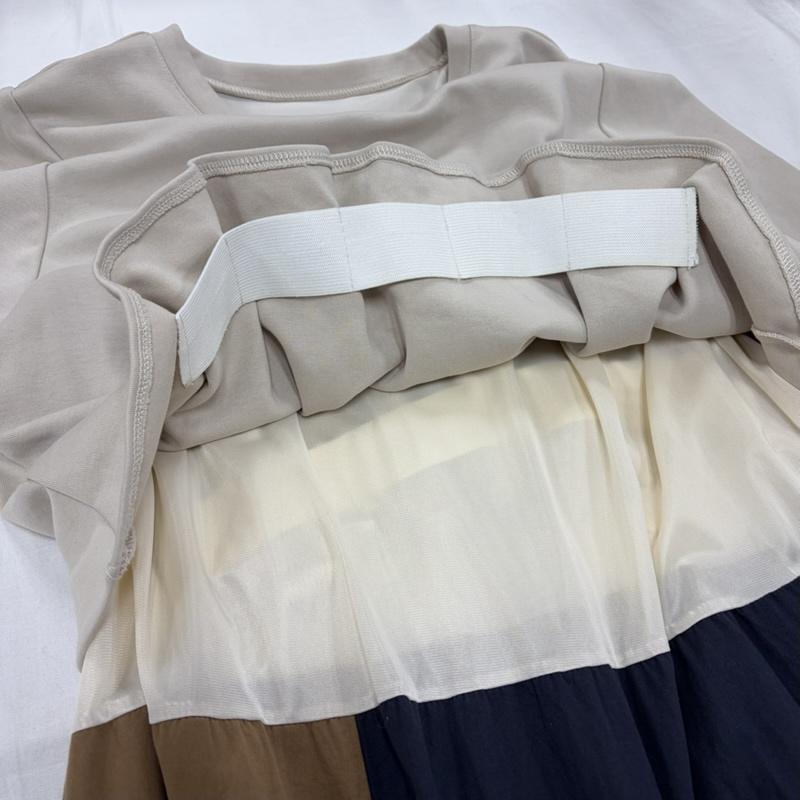 古着 USED ワンピース ロングスカート KOIBITO MISAKI コイビトミサキ 恋人岬 配色デザイン 異素材 ドッキング ワンピース Aライン M 無地 ベージュ / ベージュ / beige X 紺 / ネイビー / navy X 茶 / ブラウン / brown レディース USED 古着 中古 50157880