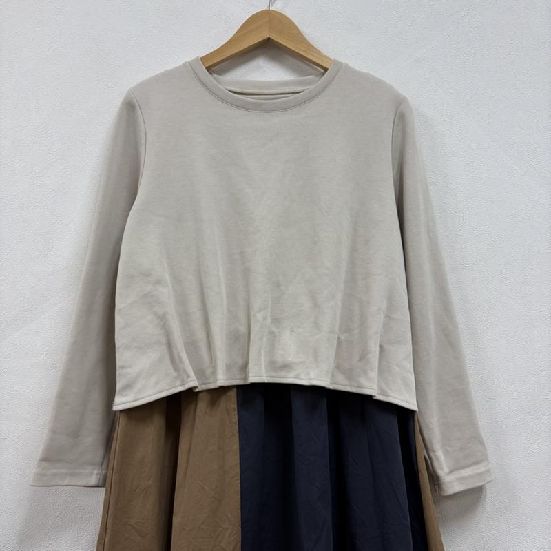 古着 USED ワンピース ロングスカート KOIBITO MISAKI コイビトミサキ 恋人岬 配色デザイン 異素材 ドッキング ワンピース Aライン M 無地 ベージュ / ベージュ / beige X 紺 / ネイビー / navy X 茶 / ブラウン / brown レディース USED 古着 中古 50157880