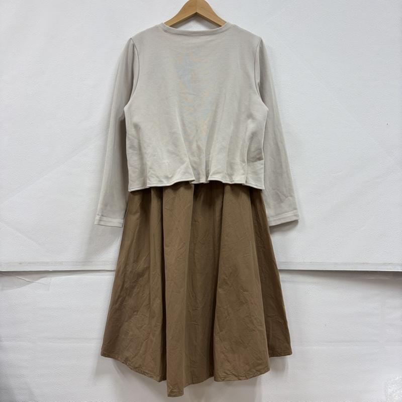 古着 USED ワンピース ロングスカート KOIBITO MISAKI コイビトミサキ 恋人岬 配色デザイン 異素材 ドッキング ワンピース Aライン M 無地 ベージュ / ベージュ / beige X 紺 / ネイビー / navy X 茶 / ブラウン / brown レディース USED 古着 中古 50157880
