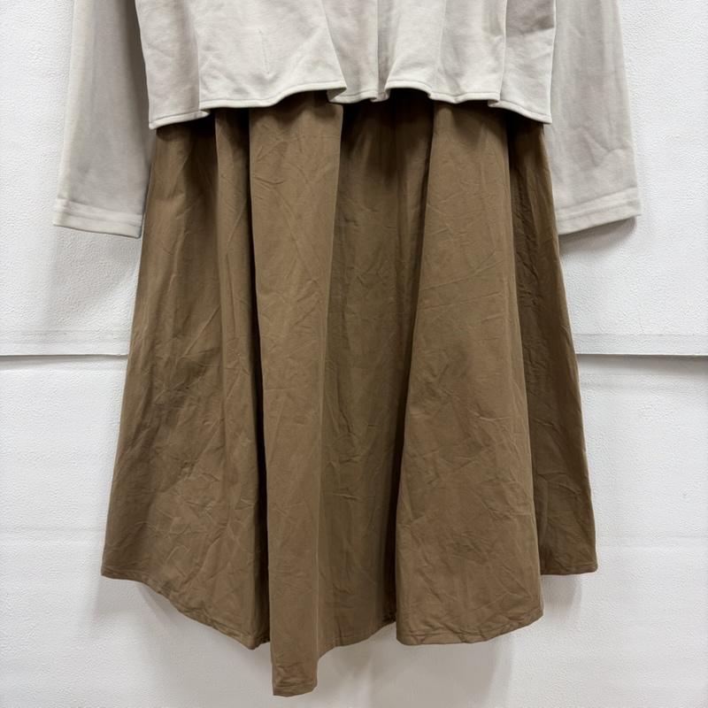 古着 USED ワンピース ロングスカート KOIBITO MISAKI コイビトミサキ 恋人岬 配色デザイン 異素材 ドッキング ワンピース Aライン M 無地 ベージュ / ベージュ / beige X 紺 / ネイビー / navy X 茶 / ブラウン / brown レディース USED 古着 中古 50157880