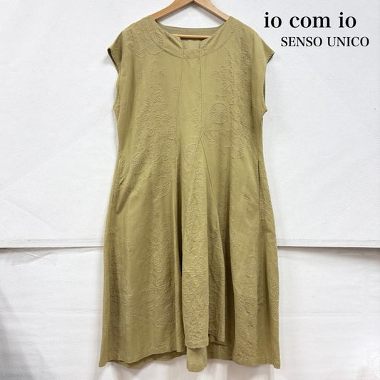 イオコムイオ io comme io ワンピース ロングスカート SENSO UNICO センソユニコ ドレス ワンピース 総柄 刺繍 ロング サイド ポケット 38 総柄 X 刺繍 ベージュ / ベージュ / beige レディース USED 古着 中古 50157885