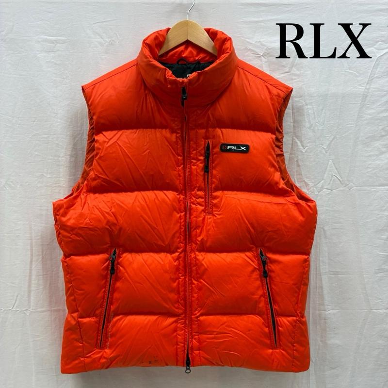 ラルフローレン RALPHLAUREN ジャケット、上着 ダウンベスト RLX ナイロン ジップアップ ダウンベスト ラバー ロゴ ワッペン L ワンポイント X ロゴ、文字 橙 / オレンジ / orange メンズ USED 古着 中古 50157889