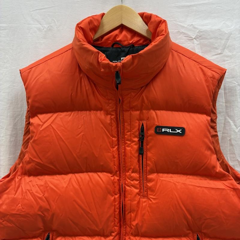 ラルフローレン RALPHLAUREN ジャケット、上着 ダウンベスト RLX ナイロン ジップアップ ダウンベスト ラバー ロゴ ワッペン L ワンポイント X ロゴ、文字 橙 / オレンジ / orange メンズ USED 古着 中古 50157889