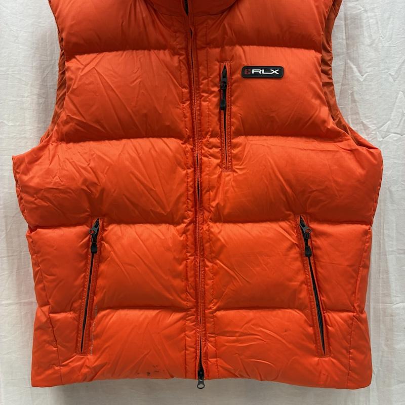 ラルフローレン RALPHLAUREN ジャケット、上着 ダウンベスト RLX ナイロン ジップアップ ダウンベスト ラバー ロゴ ワッペン L ワンポイント X ロゴ、文字 橙 / オレンジ / orange メンズ USED 古着 中古 50157889