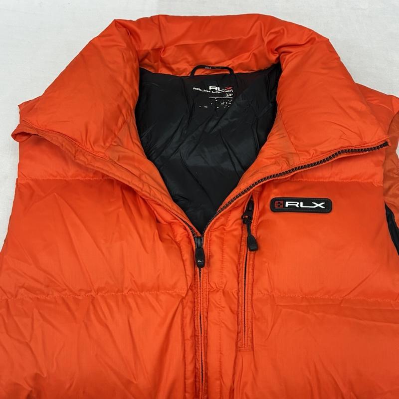 ラルフローレン RALPHLAUREN ジャケット、上着 ダウンベスト RLX ナイロン ジップアップ ダウンベスト ラバー ロゴ ワッペン L ワンポイント X ロゴ、文字 橙 / オレンジ / orange メンズ USED 古着 中古 50157889