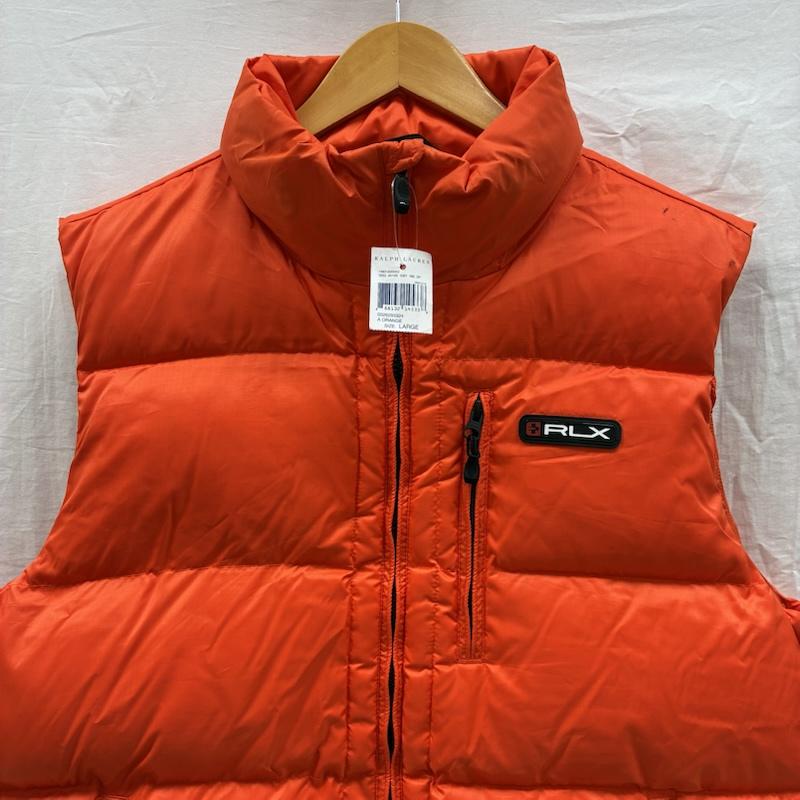 ラルフローレン RALPHLAUREN ジャケット、上着 ダウンベスト RLX ナイロン ジップアップ ダウンベスト ラバー ロゴ ワッペン L ロゴ、文字 X ワンポイント 橙 / オレンジ / orange メンズ USED 古着 中古 50157890