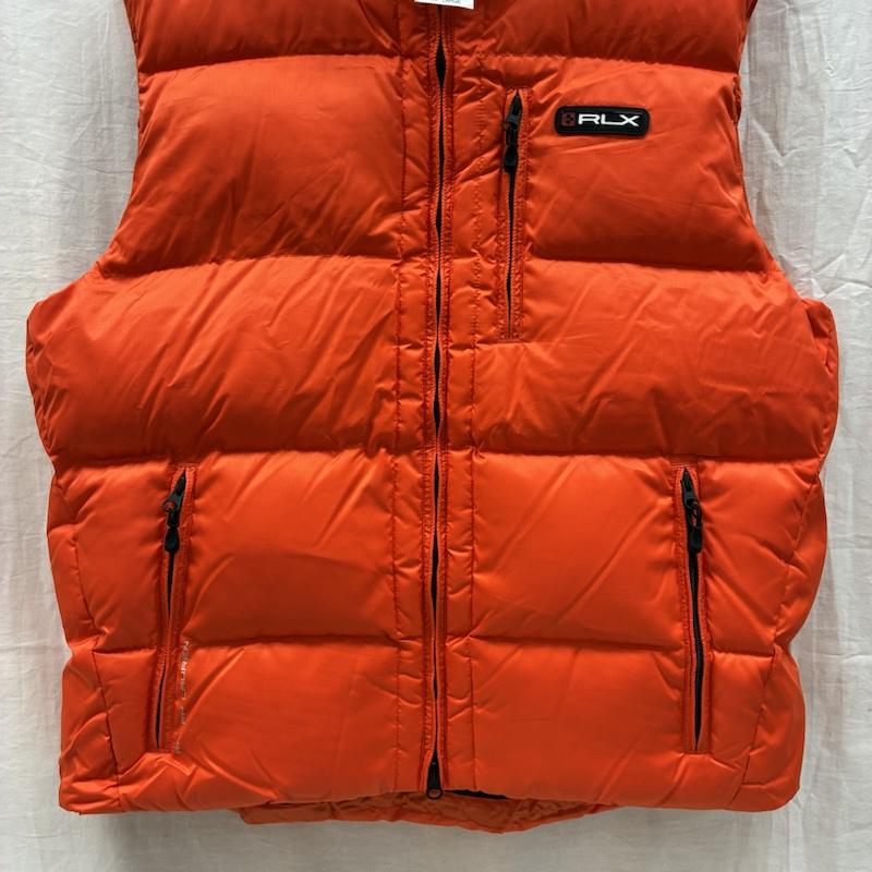 ラルフローレン RALPHLAUREN ジャケット、上着 ダウンベスト RLX ナイロン ジップアップ ダウンベスト ラバー ロゴ ワッペン L ロゴ、文字 X ワンポイント 橙 / オレンジ / orange メンズ USED 古着 中古 50157890