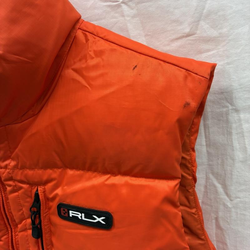 ラルフローレン RALPHLAUREN ジャケット、上着 ダウンベスト RLX ナイロン ジップアップ ダウンベスト ラバー ロゴ ワッペン L ロゴ、文字 X ワンポイント 橙 / オレンジ / orange メンズ USED 古着 中古 50157890