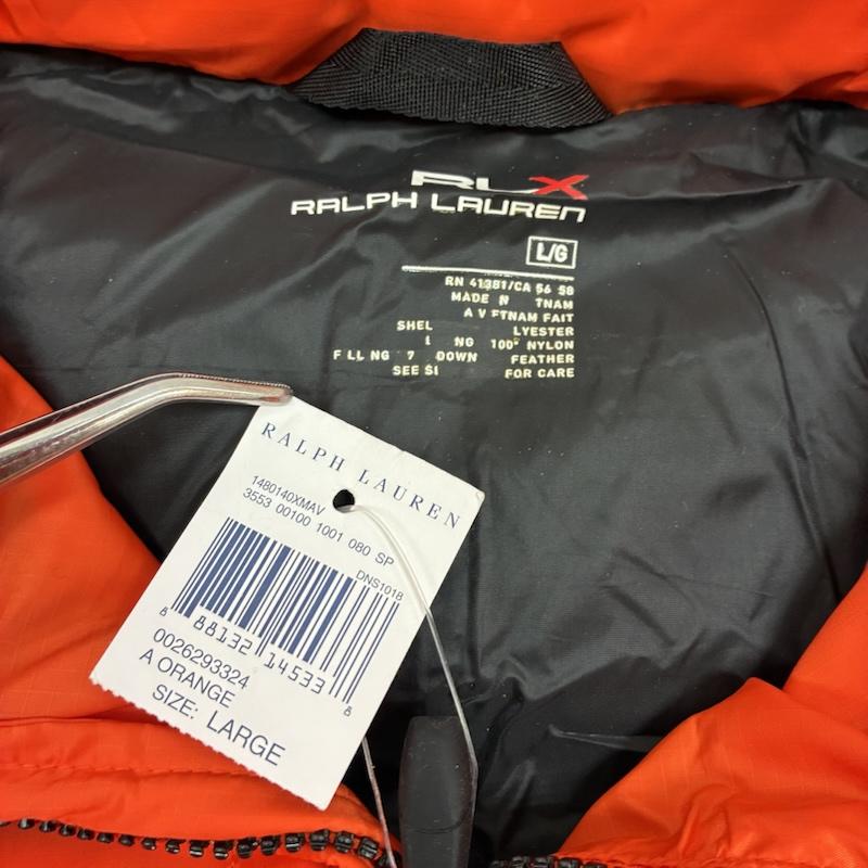 ラルフローレン RALPHLAUREN ジャケット、上着 ダウンベスト RLX ナイロン ジップアップ ダウンベスト ラバー ロゴ ワッペン L ロゴ、文字 X ワンポイント 橙 / オレンジ / orange メンズ USED 古着 中古 50157890