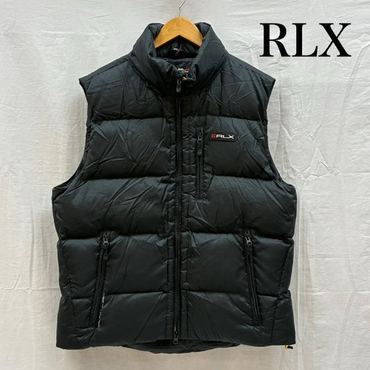 ラルフローレン RALPHLAUREN ジャケット、上着 ダウンベスト RLX ナイロン ジップアップ ダウンベスト ラバー ロゴ ワッペン L ロゴ、文字 黒 / ブラック / black メンズ USED 古着 中古 50157896