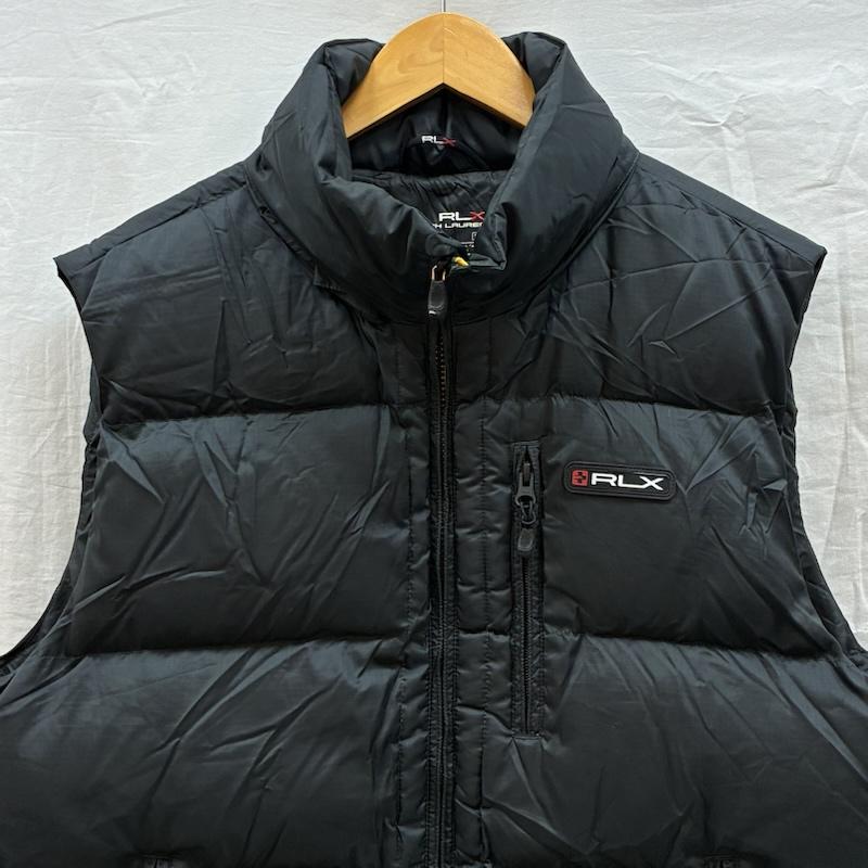 ラルフローレン RALPHLAUREN ジャケット、上着 ダウンベスト RLX ナイロン ジップアップ ダウンベスト ラバー ロゴ ワッペン L ロゴ、文字 黒 / ブラック / black メンズ USED 古着 中古 50157896