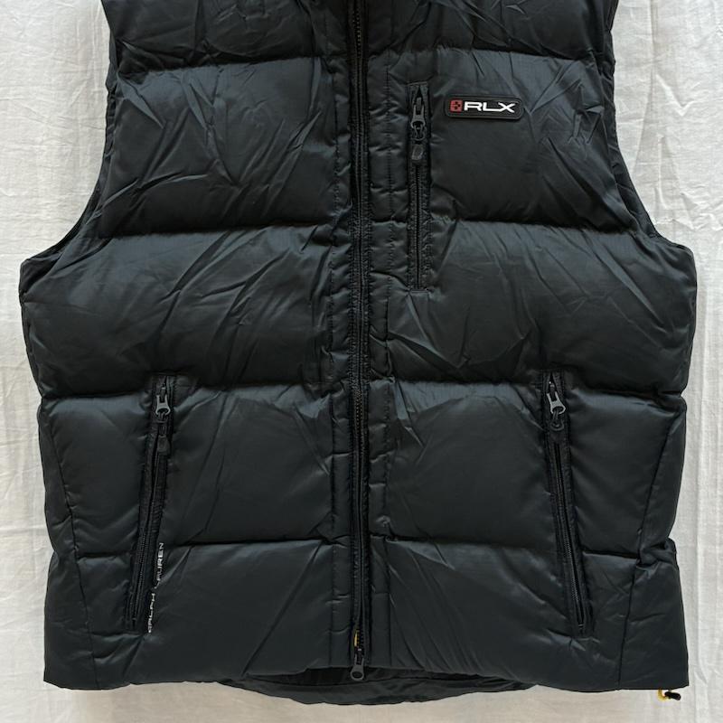 ラルフローレン RALPHLAUREN ジャケット、上着 ダウンベスト RLX ナイロン ジップアップ ダウンベスト ラバー ロゴ ワッペン L ロゴ、文字 黒 / ブラック / black メンズ USED 古着 中古 50157896
