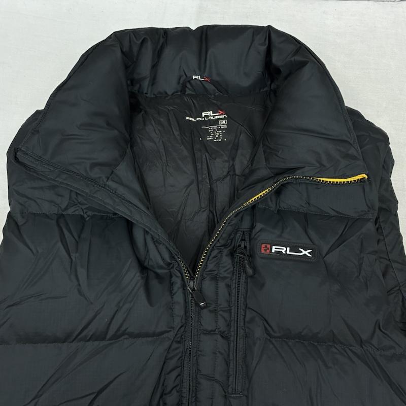 ラルフローレン RALPHLAUREN ジャケット、上着 ダウンベスト RLX ナイロン ジップアップ ダウンベスト ラバー ロゴ ワッペン L ロゴ、文字 黒 / ブラック / black メンズ USED 古着 中古 50157896