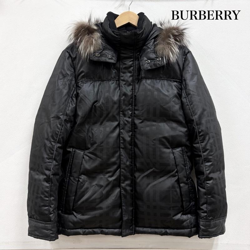 バーバリー BURBERRY ジャケット、上着 ダウンジャケット BLACK LABEL ダウン ジャケット ファー ノバチェック フード 取り外し可能 M 無地 黒 / ブラック / black メンズ USED 古着 中古 50157899