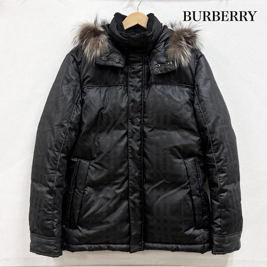 バーバリー BURBERRY ジャケット、上着 ダウンジャケット BLACK LABEL ダウン ジャケット ファー ノバチェック フード 取り外し可能 M 無地 黒 / ブラック / black メンズ USED 古着 中古 50157899