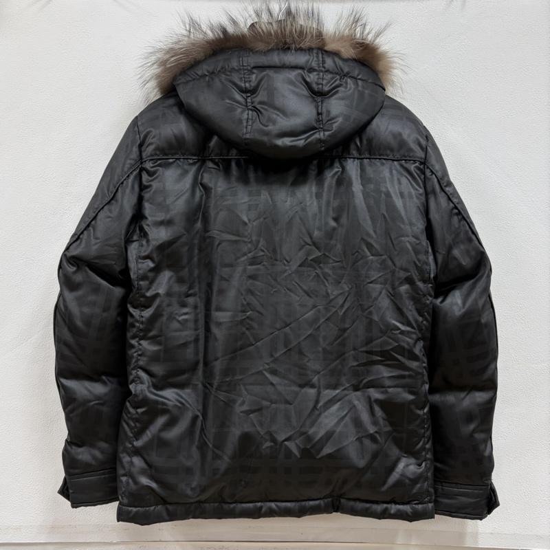 バーバリー BURBERRY ジャケット、上着 ダウンジャケット BLACK LABEL ダウン ジャケット ファー ノバチェック フード 取り外し可能 M 無地 黒 / ブラック / black メンズ USED 古着 中古 50157899