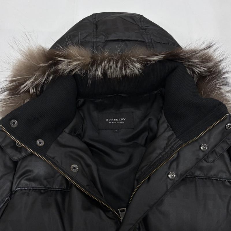 バーバリー BURBERRY ジャケット、上着 ダウンジャケット BLACK LABEL ダウン ジャケット ファー ノバチェック フード 取り外し可能 M 無地 黒 / ブラック / black メンズ USED 古着 中古 50157899