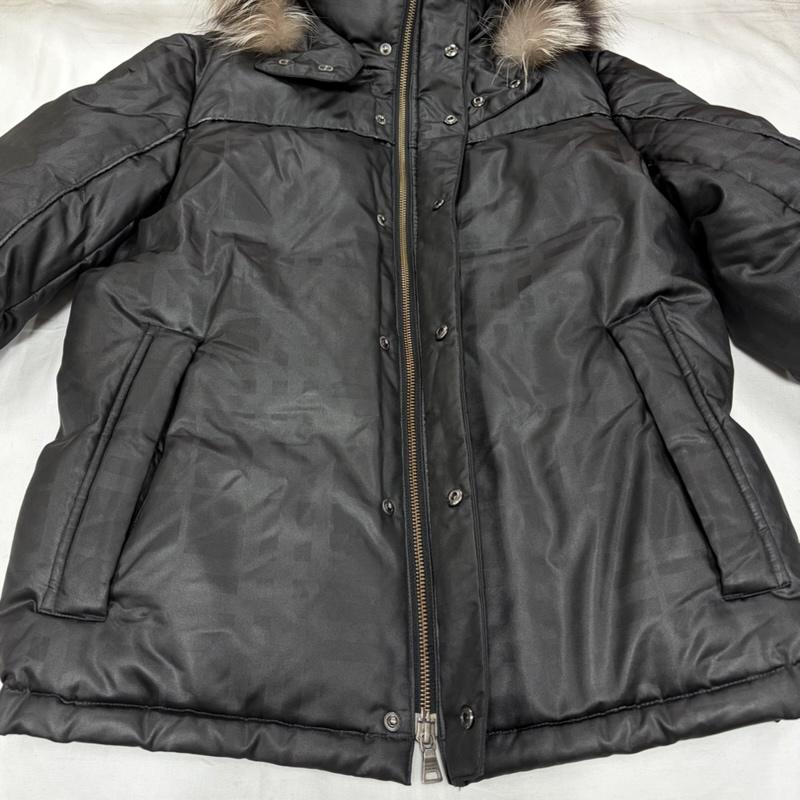 バーバリー BURBERRY ジャケット、上着 ダウンジャケット BLACK LABEL ダウン ジャケット ファー ノバチェック フード 取り外し可能 M 無地 黒 / ブラック / black メンズ USED 古着 中古 50157899