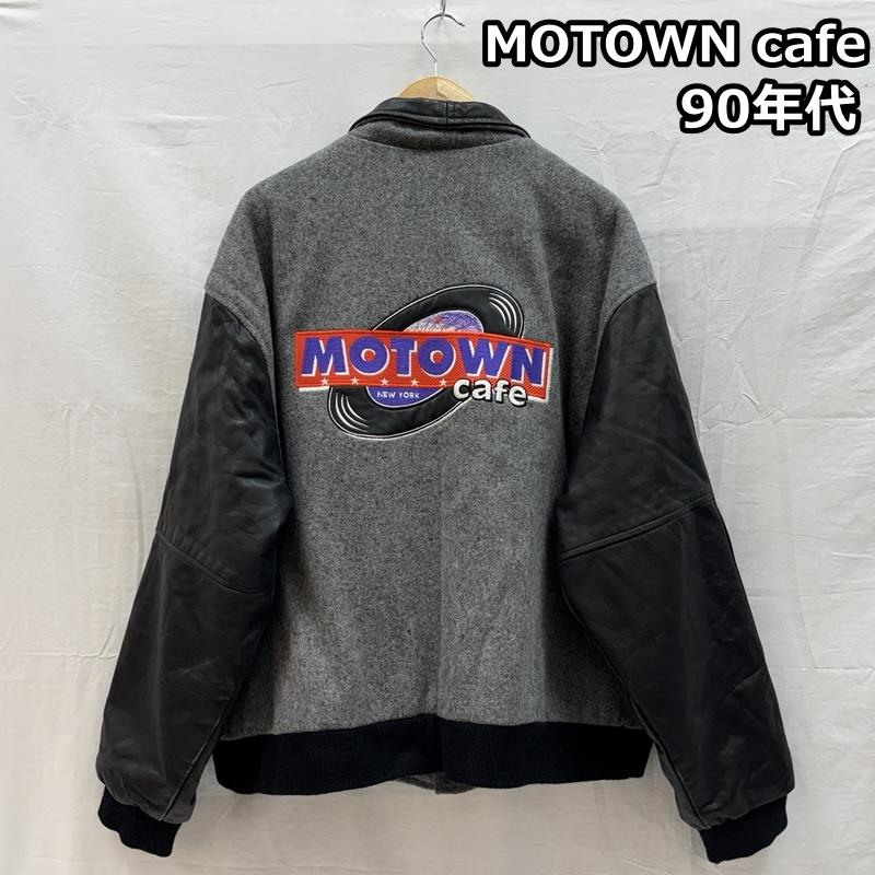 古着 USED ジャケット、上着 ジャンパー、ブルゾン MOTOWN CAFE モータウンカフェ USA製 ウール レザー スリーブ スタジャン スタジアム ジャケット XL ロゴ、文字 灰 / グレー / gray X 黒 / ブラック / black メンズ USED 古着 中古 50157912