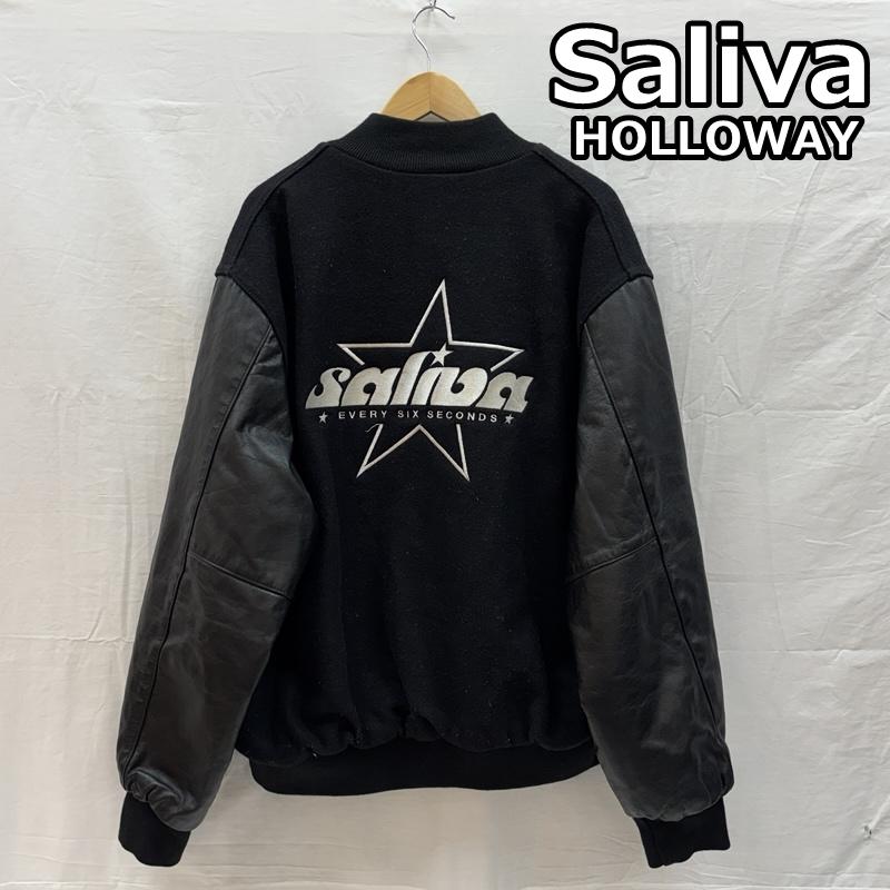 古着 USED ジャケット、上着 ジャンパー、ブルゾン Saliva サライヴァ 00s Holloway USA製 ウール レザー スタジャン スタジアム ジャケット XL ロゴ、文字 X 刺繍 黒 / ブラック / black メンズ USED 古着 中古 50157913