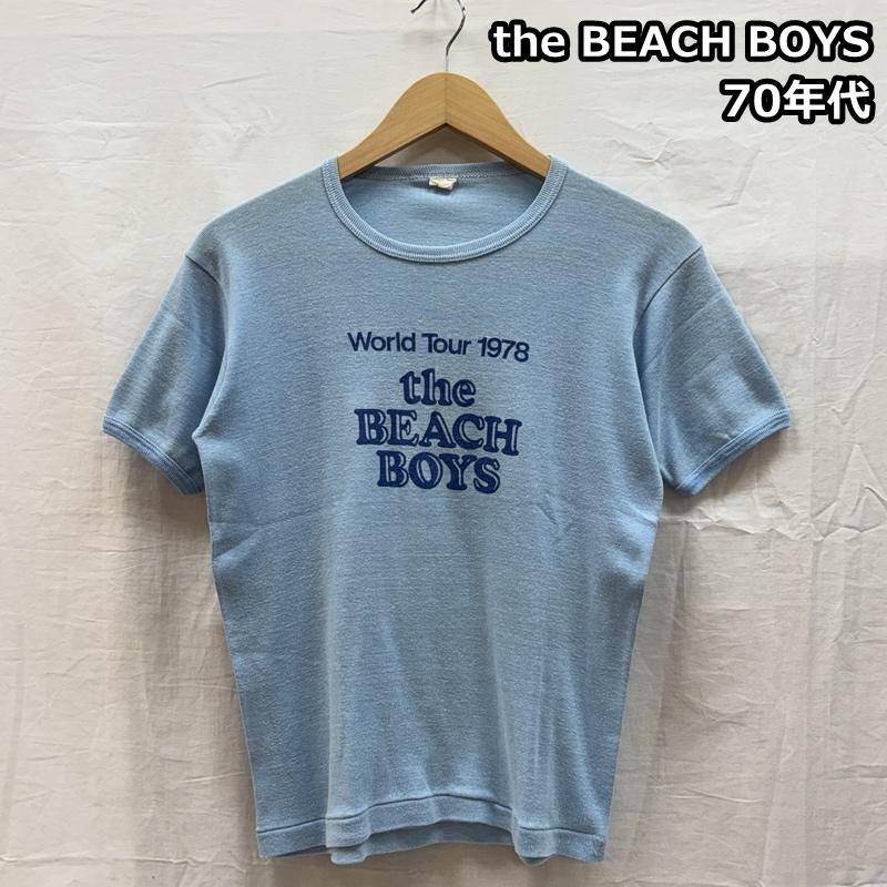 ヴィンテージ VINTAGE Tシャツ 半袖 the BEACH BOYS ザ ビーチ ボーイズ 70s 78年 ワールド ツアー リンガー バンド Tシャツ ロゴ、文字 X プリント 水色 / ライトブルー / メンズ USED 古着 中古 50157914