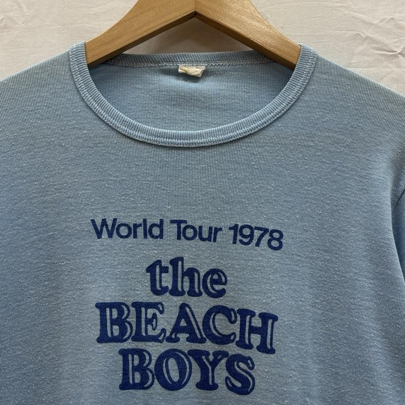 ヴィンテージ VINTAGE Tシャツ 半袖 the BEACH BOYS ザ ビーチ ボーイズ 70s 78年 ワールド ツアー リンガー バンド Tシャツ ロゴ、文字 X プリント 水色 / ライトブルー / メンズ USED 古着 中古 50157914