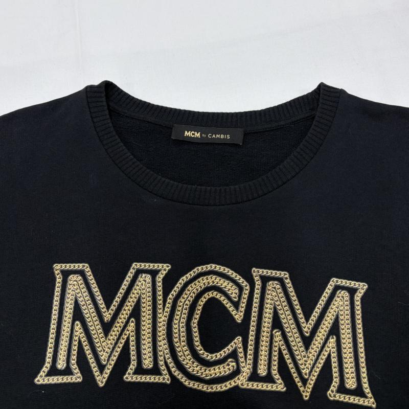エムシーエム MCM トレーナー 長袖 ロゴ スウェット トレーナー プリント ワンピース チェーン ジッパー プルオーバー M ロゴ、文字 X プリント 黒 / ブラック / black X 金 / ゴールド / gold color レディース USED 古着 中古 50157935