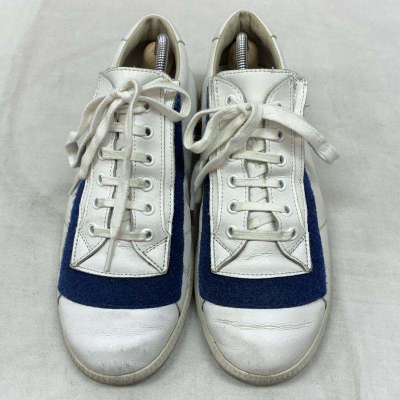 メゾン マルジェラ Maison Margiela スニーカー スニーカー ベルクロ レザー ローカット スニーカー 41 25.5cm 白 / ホワイト / white X 青 / ブルー / blue メンズ USED 古着 中古 50157946